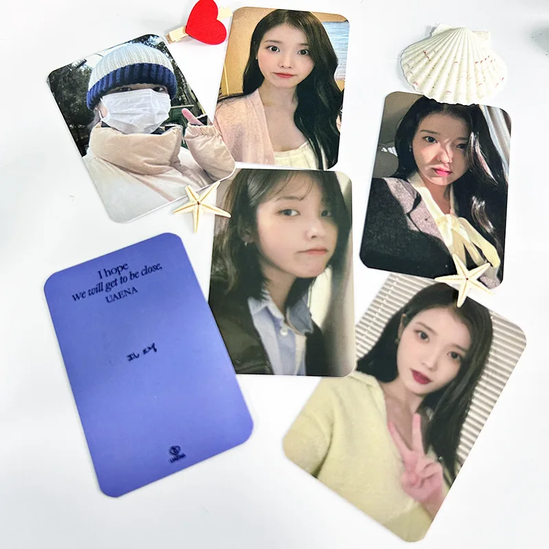 6Pcs/Set Kpop IU Lee Ji En Double-Sided Paper Printing Postcard Lovely HD Ins Selfie Photo LOMO Cards UAENA Fans Collection Gift