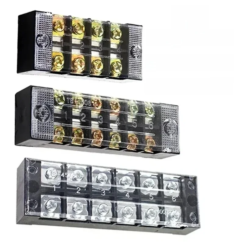 Connecteur de fil de bornier à vis de barrière à double rangée 15A/25A/45A 600V série TB 3/4/5/6/8/10/12 broches en option TB-1503 TB-2503