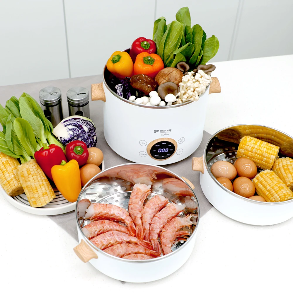 بخار كهربائي متعدد الجاكر من الفولاذ المقاوم للصدأ ، وعاء مكتنز ، بخار بخار ثنائي الطبقات ، سهل التنظيف ، درجة 3-Shh ، 2 لتر ، SUS304