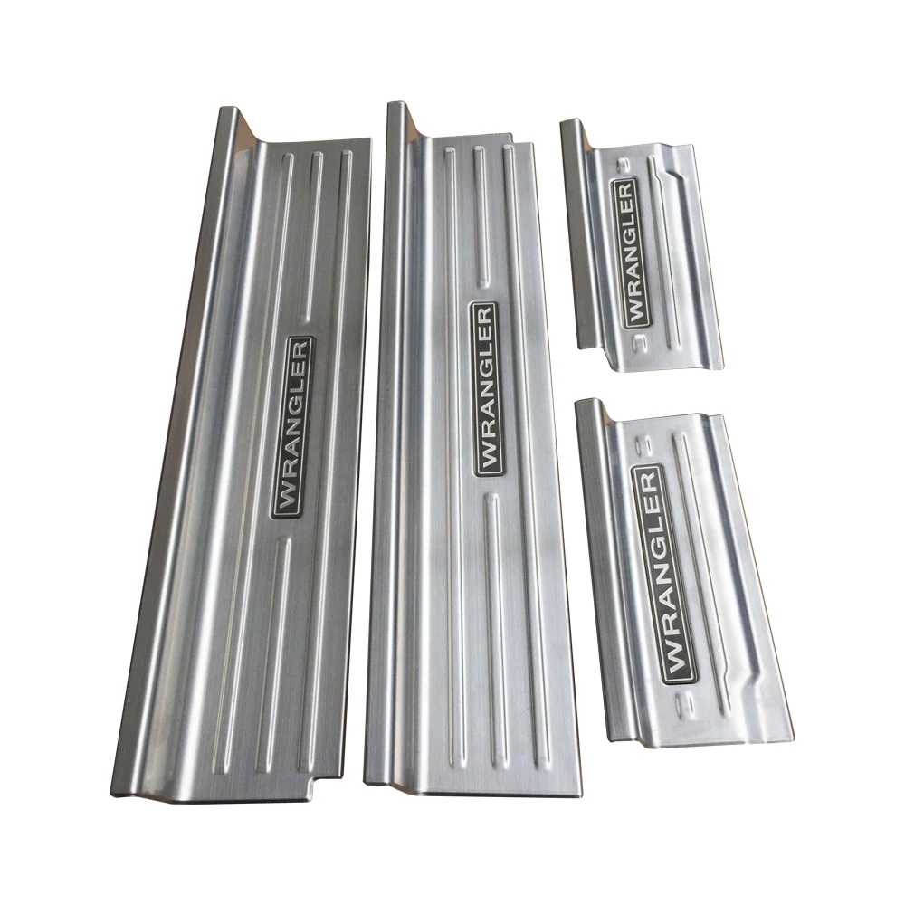 SXMA JL1040 Threshold Strips of 4 Door Entry Guards Threshold Protection Door Sill Scuff Plate for Jeep JL for Wrangler 2018+
