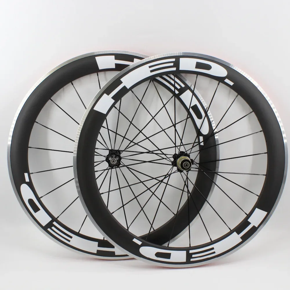 1 para nowych 700C 60mm clincher rim Road bike matt UD carbon rowerowy zestaw kołowy z aluminiowy hamulec szaszłykami aerodynamicznymi — zdjęcie 2