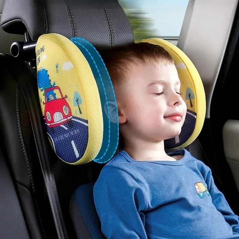 Car Headrest Pillow for Kid Cartoon Unicorn Road Pal Headrest Adjustable Car Seat Head Neck Support U Shaped Car Sleeping Pillow