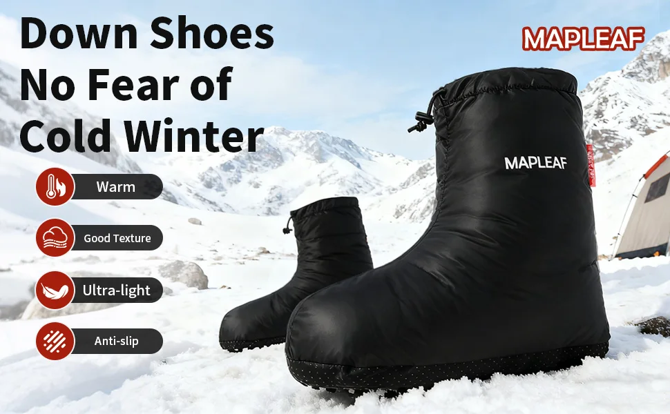 MAPLEAF Daunenstiefel 700FP Entendaunen Rutschfeste Sohle Warm Winter Leicht Camping Wandern Rucksackreisen Outdoor Wasserabweisend – Detail 1