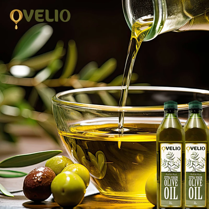 [1 + 1] زيت زيتون بكر ممتاز 1 لتر 2 زجاجات 100% زيت زيتون من الدرجة الغذائية أوفليو مضغوط على البارد