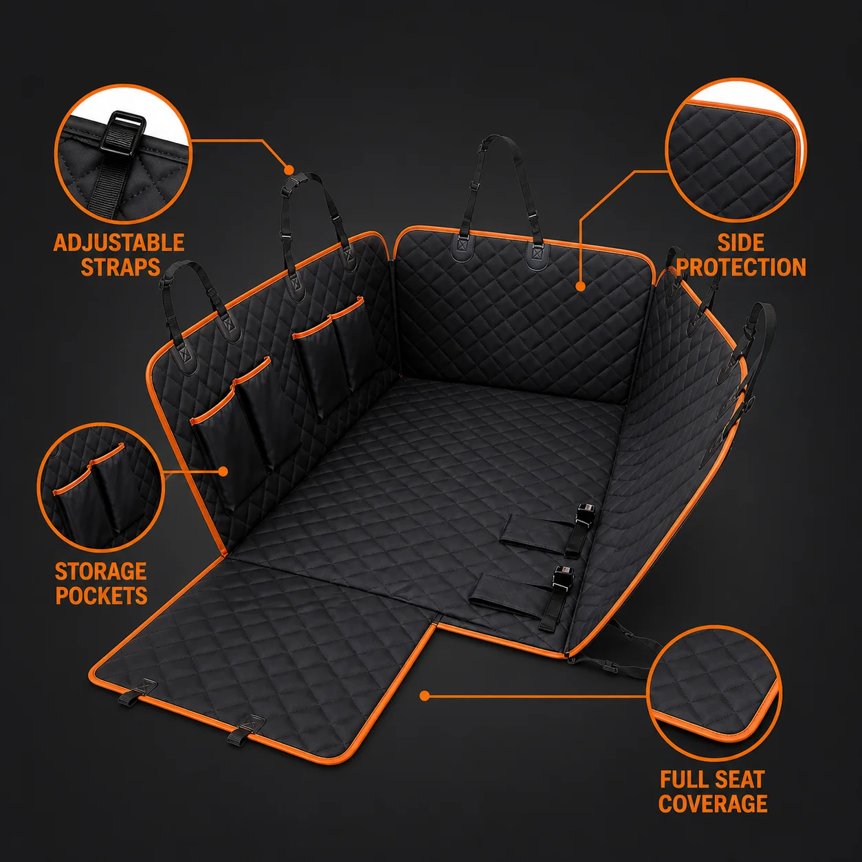Waterproof Dog Car Seat Cover Scratch-Proof Diamond Quilted Dog Car Seat Cover for Back Seat Trucks SUVs Must Have 2026