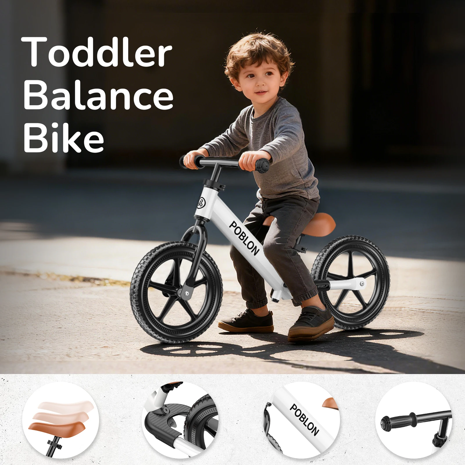Kids Balance Bike, Baby Balance Bike, Toddler Balace Bicycle Suitable for 8 Months to 5 Years Adjustable PU Seat and Handlebar