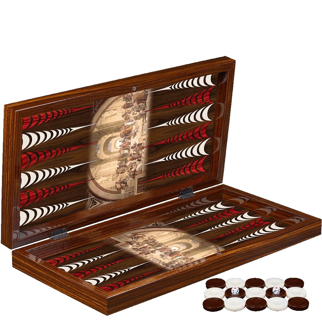 

Fantastic Wooden Backgammon Athens School Printed High Grade Backgammon Chess Travel Chess Set Beautiful Wooden Chessboard Class