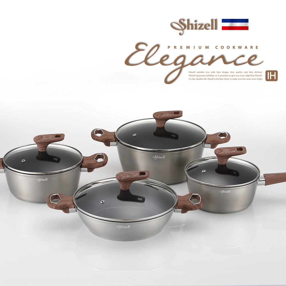 Elegance IH Pot 4-Piece Set (18cm Saucepan, 20cm Casserole, 24cm Hot Pot, 24cm Stockpot) Induction Small Pots for Ramen, Single-Person Households, Shabu-Shabu, Hot Pot, Soup Dishes, Steamed Dishes