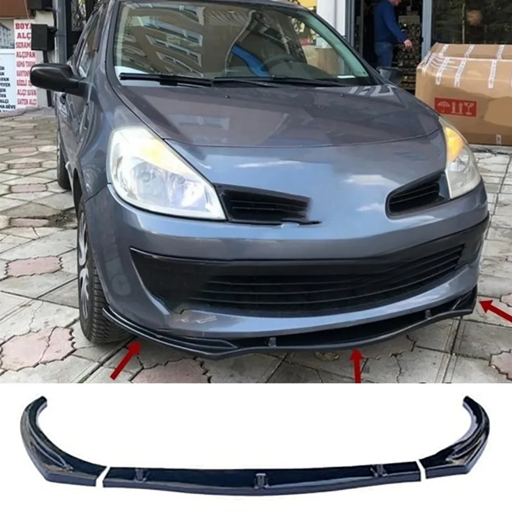 For Renault Clio 3 3 Pcs Front Bumper Lip Body Kit Spoiler Splitter Diffuser High Quality ABS Plastic Professional Tuning Parts