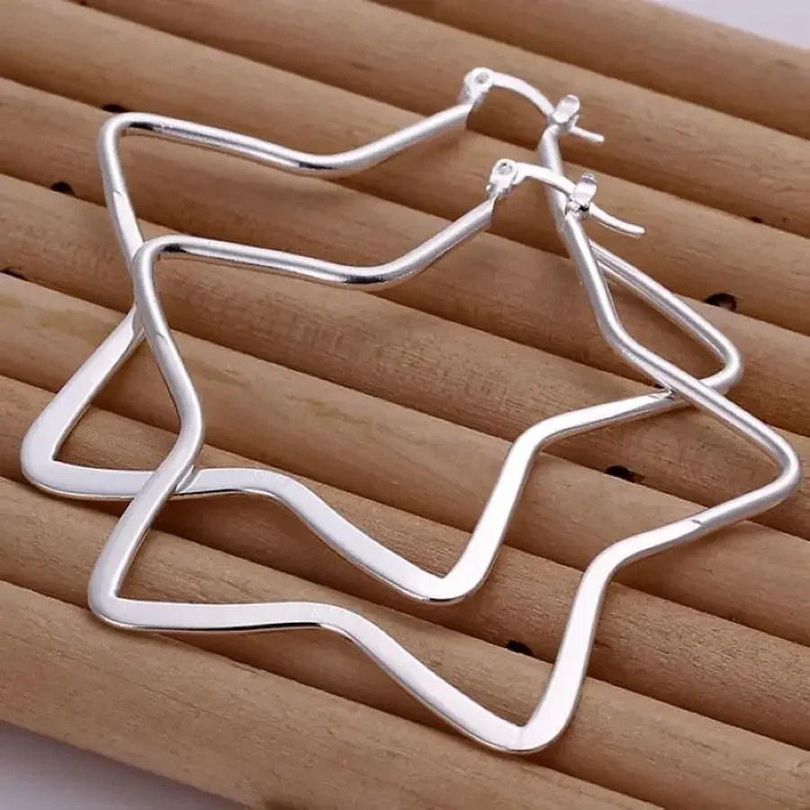 Offre spĂ©ciale 925 en argent Sterling grandes boucles d'oreilles belle belle mode classique Ă©toile boucle d'oreille bijoux pour cadeaux de fĂȘte femmes dame