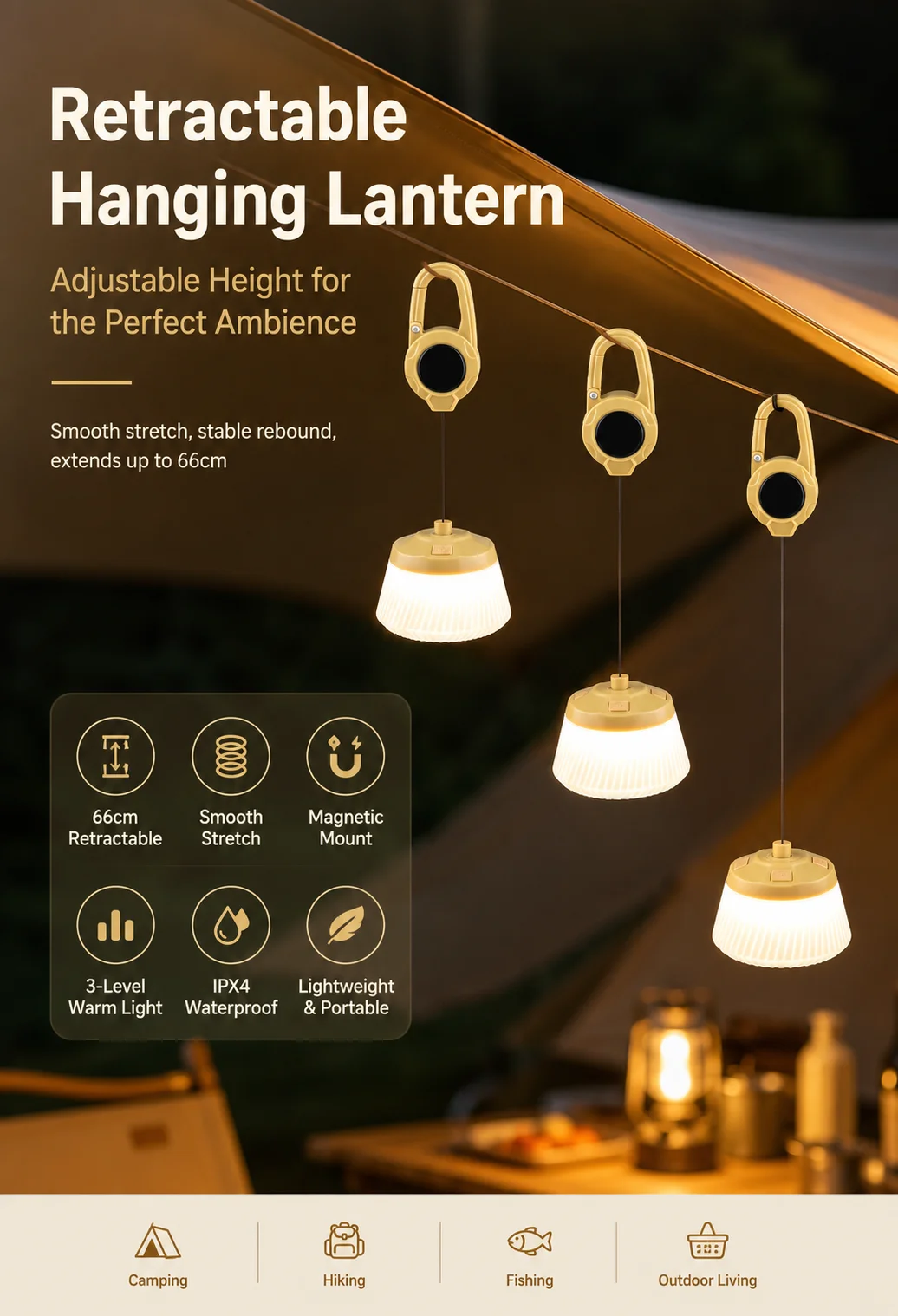 Magnetic LED Hanging Light Rechargeable, 3 Brightness Levels Warm Night Light with Hook, Removable Diffuser for Bedroom Closet