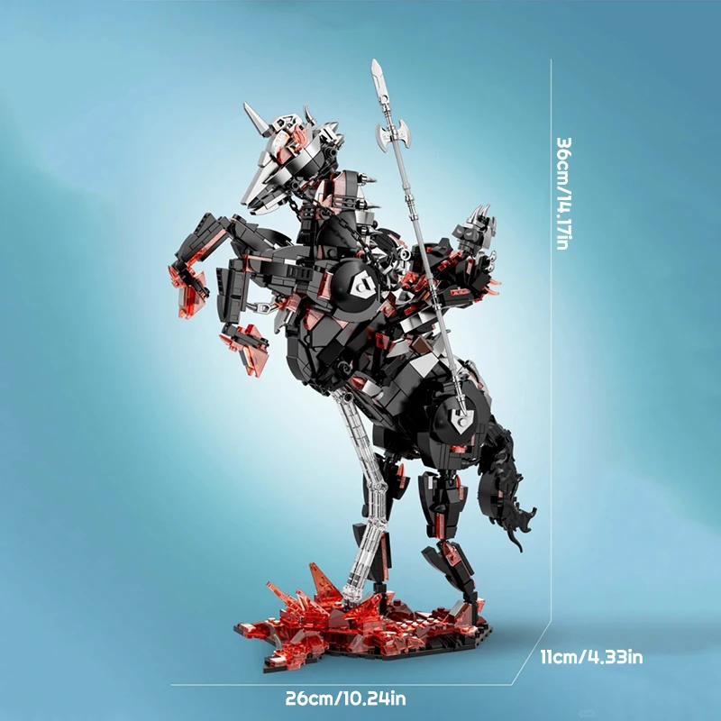 1178PCS Creative Hell Knight Horse Building Blocks Game War Weapon Battle Steed Warrior Figuren Model Toy Gift for Kid and Adult