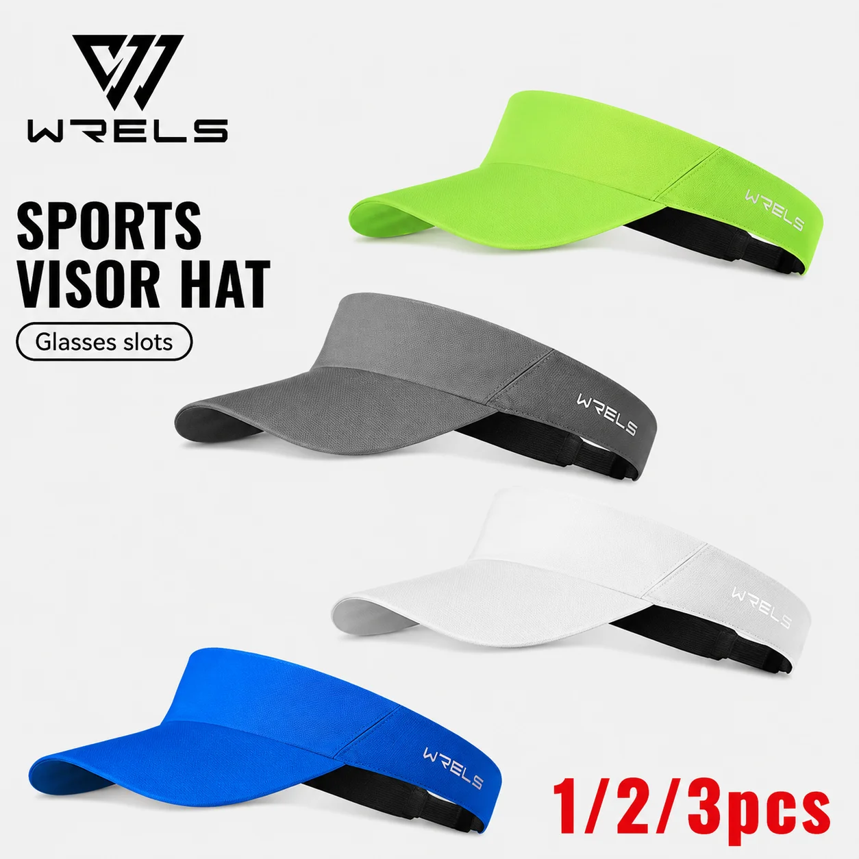 Image of WRELS 1/2/3 Stück Sommer-Sonnenschutz Leere Schirmmütze Atmungsaktive Schweißabsorbierende Sonnenblenden-Kappen für Outdoor-Sport, Laufen und Tennis