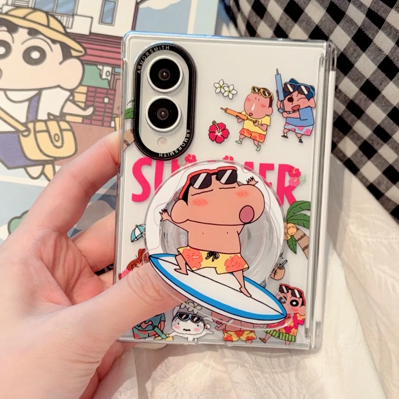 Zabawne etui magnetyczne na telefon Crayon Shin-chan do Samsung Galaxy Z Fold 8 Ultra Fold 7 Fold 8 Fold 7 z podstawką Magsafe i łańcuszkiem — zdjęcie produktu 4