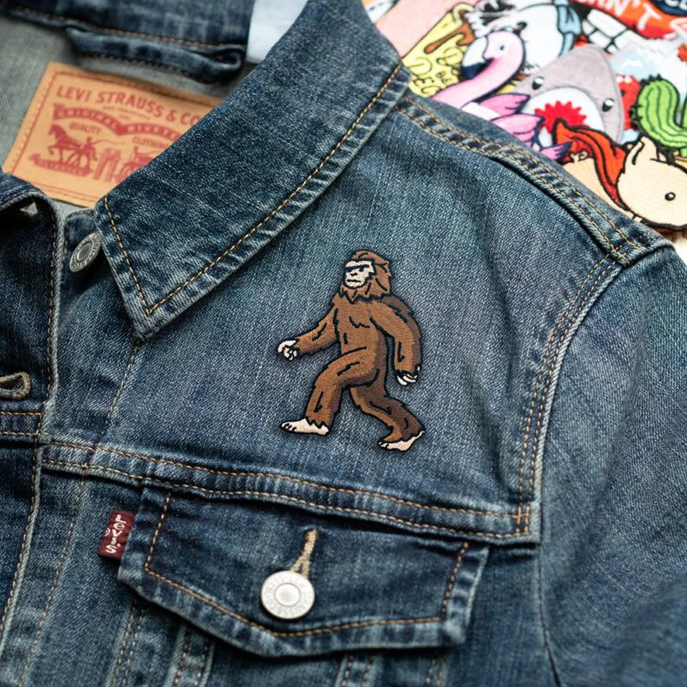 Bigfoot Embroidery Cool Punk Patches Sasquatch Iron on for Clothes Custom Patch Applique Sewing Badge High Quality Animal Badge