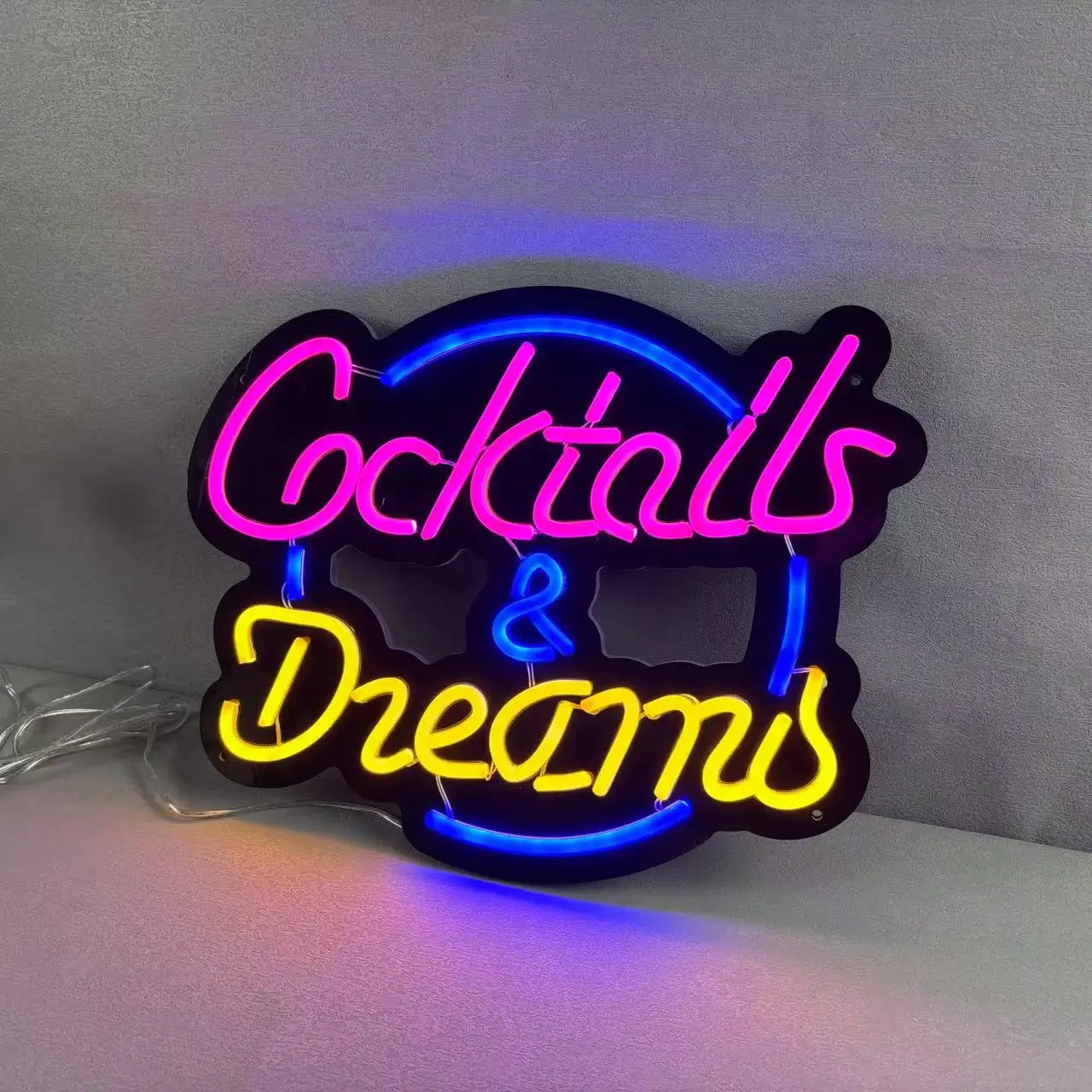 Custom Made Neon Sign Wall Decor, Cocktails and Dreams, LED Light Flex Neon, Shop Logo, Club, Nightclub, Game Room, Wall Decor