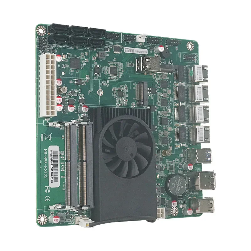 N5105 NAS Motherboard Mini ITX Industrial 17x17CM Soft Routing Intel i226 2,5Gbps 4*LAN 2*M.2 NVMe 6*SATA3.0 HDMI2.0 DP