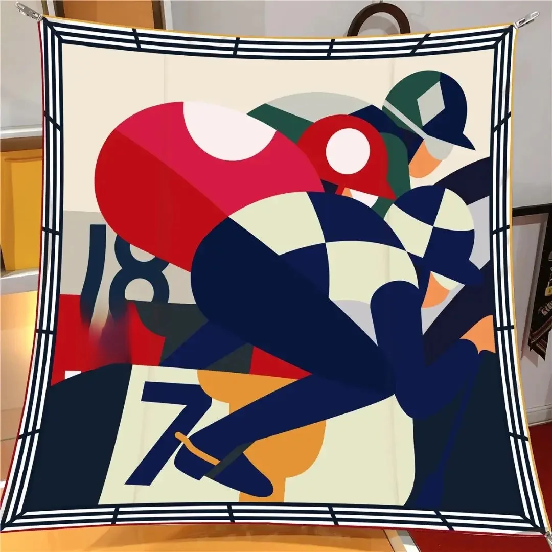 Foulard carré de luxe en soie pour quatre saisons, 90x90CM, Bandanas à la mode européenne et américaine, nouveaux châles de protection solaire imprimés en sergé