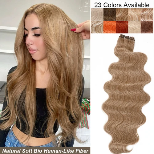 Magicae resaltado rubio 27/613 200 gramos Bio Body Wave mechones de cabello 30 pulgadas marrón M816 extensiones de cabello sintético blanco plateado