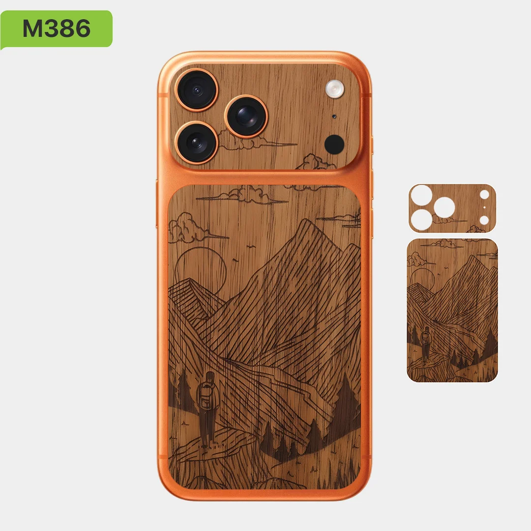 ملصق فينيل جلدي لهاتف iPhone 17 Pro max/iPhone 17 Pro، مجموعة خشبية من جلود Nexa، كاميرا وبطارية، BC0039 #3