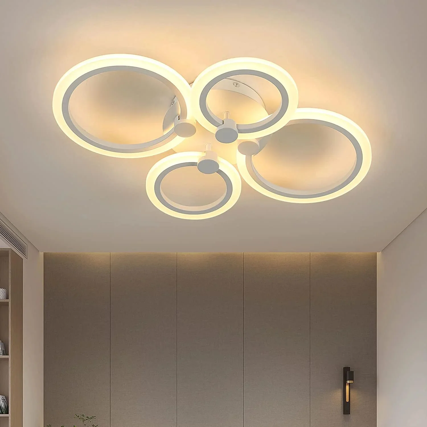 Moderne LED-Deckenleuchte, kreative 4-Kopf-34-W-Deckenleuchte, 3000K-Deckenleuchte mit warmem Licht,