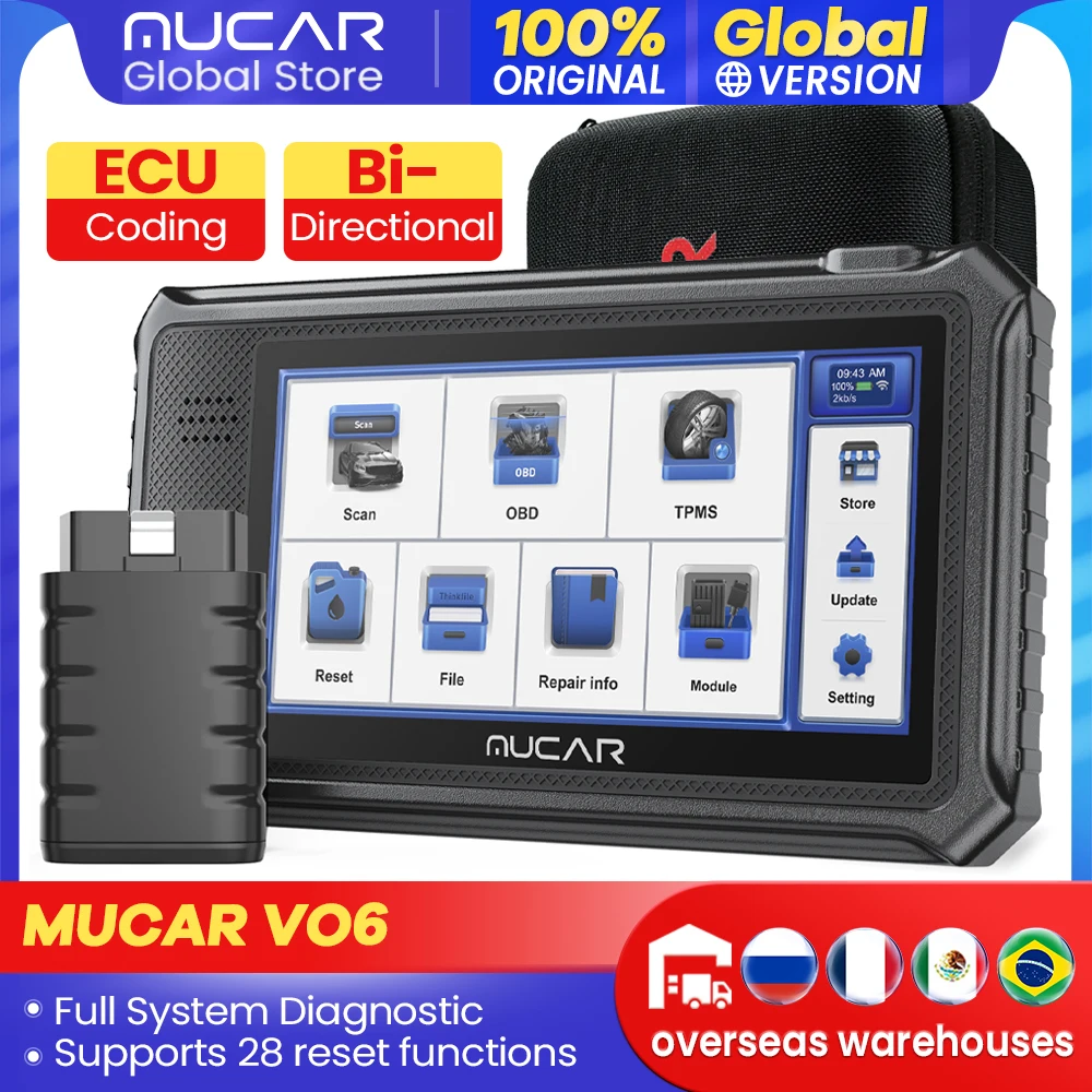 MUCAR VO6 Obd2 profession scanner Tools Full System 28 Resets function IMMO OIL ECU coding Bi-directional Auto diagnostic tools