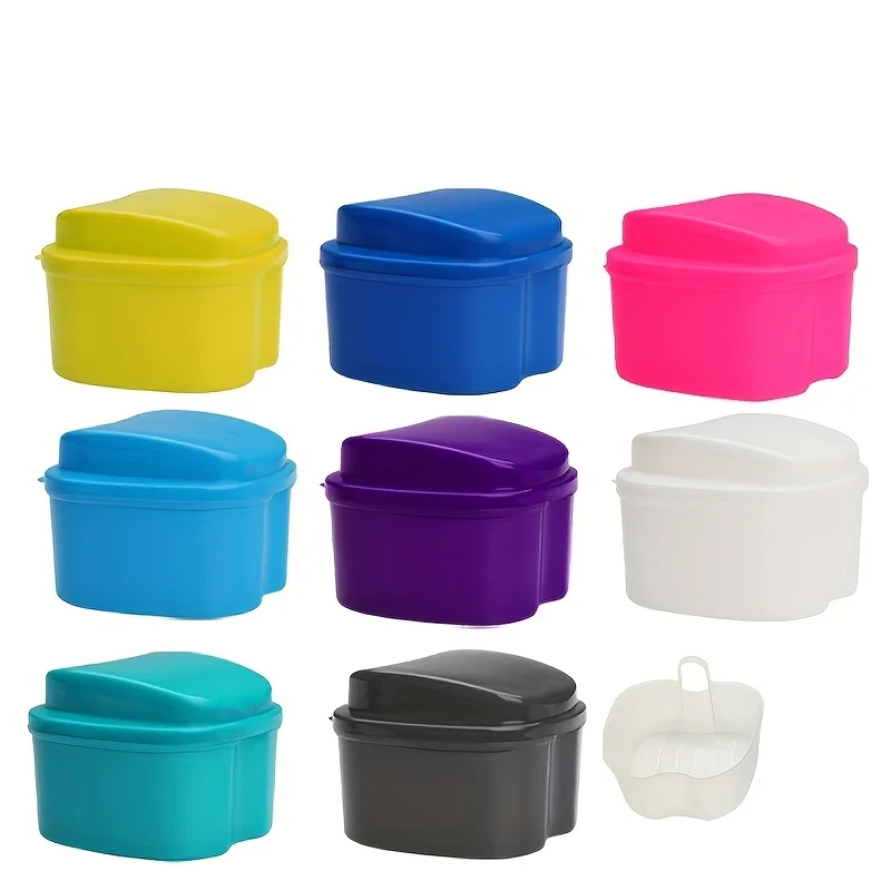 2 Sets of Orthodontic Retainer Cleaning Storage Boxes, Keep Them Clean, Protect the Retainers, Prevent Loss, Apple-Shaped Retainer Box, Mouthwash Cup Holder, Cleaning Solution, Denture Storage Box with Filter, Retainer Protection Cleaning Box, Leak-Proof Retainer Box, Night Guard Cleaning Box, Travel Cleaning Kit, Random Color Delivery