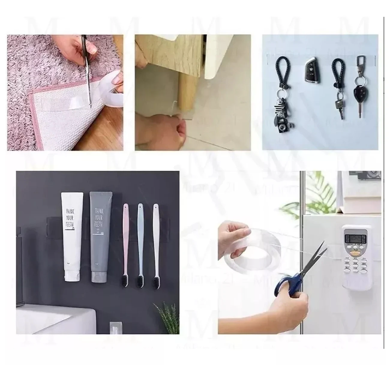 Cinta Nano Doble Adhesiva 3 Metros Transparente Lavable Reutilizable Hogar Oficina