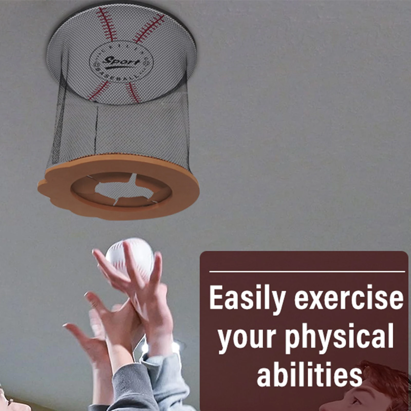 Indoor Ceiling Mount Baseball Hoop Fun Exercise Sports Gift for Kids & Adults Creative Hanging Play Equipment Easy Install