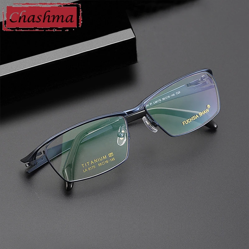 Chashma Men Pure Titanium Elegant Prescription Glasses Frame Wide Face 58mm Lens Top Quality Eyeglasses 145mm Temple Eyewear