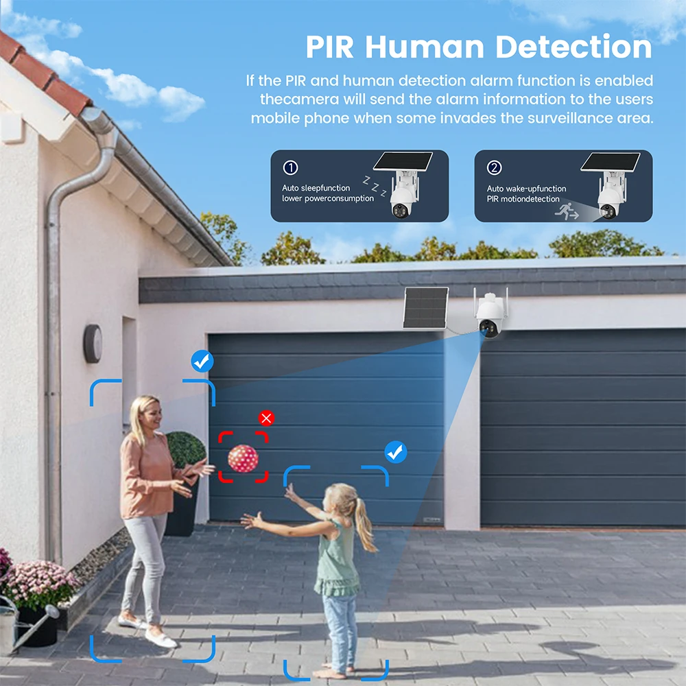 XIAOVV 4G Sim 6MP 태양광 야외 카메라 PTZ 감시 야외 방수 보안 카메라 컬러 야간 투시 스마트 홈