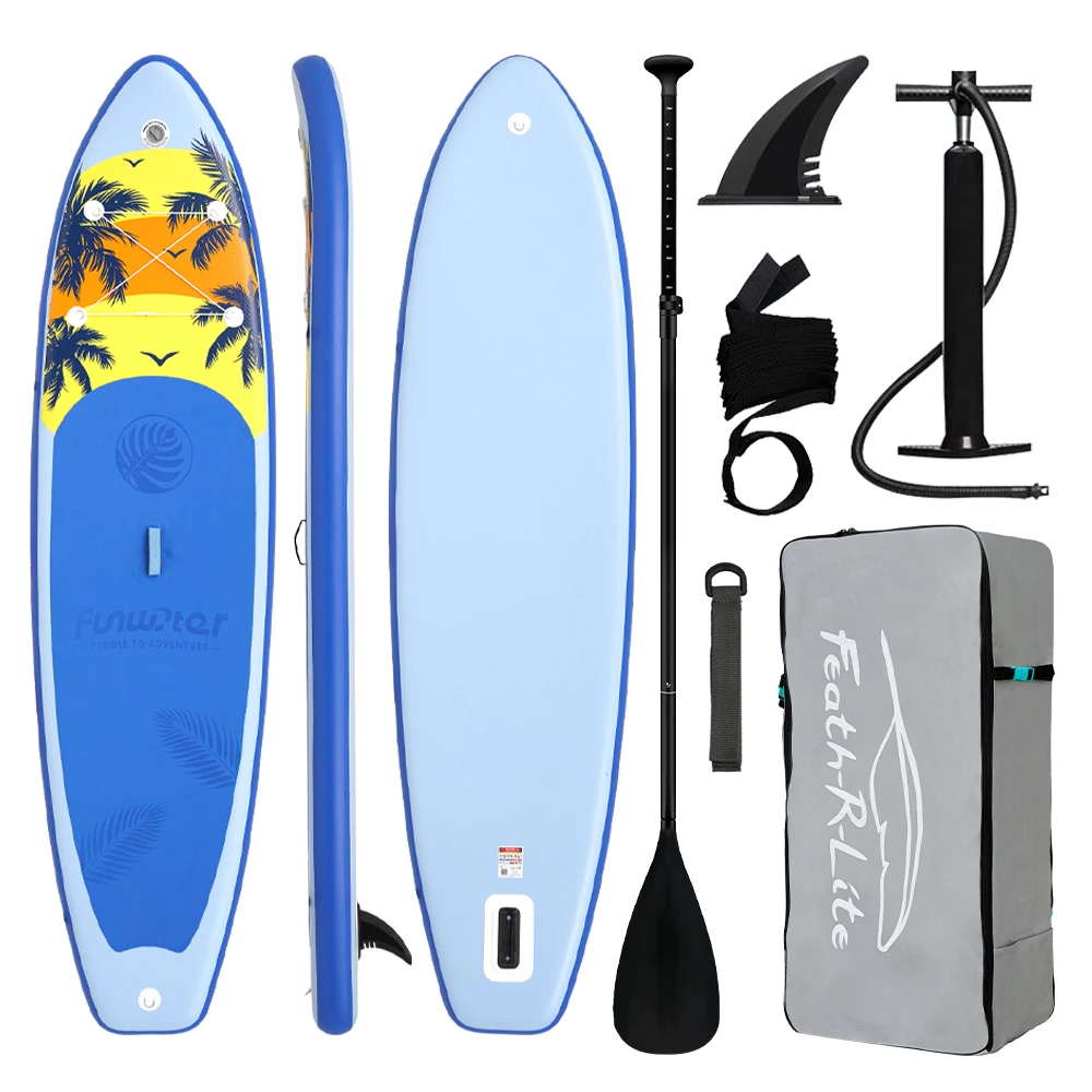 FunWater aufblasbares Stand-Up-Paddle-Board – 335 cm/350 cm große Größe, Tragfähigkeit 165 kg/180 kg, rutschfestes Wassersport-Paddle-Board
