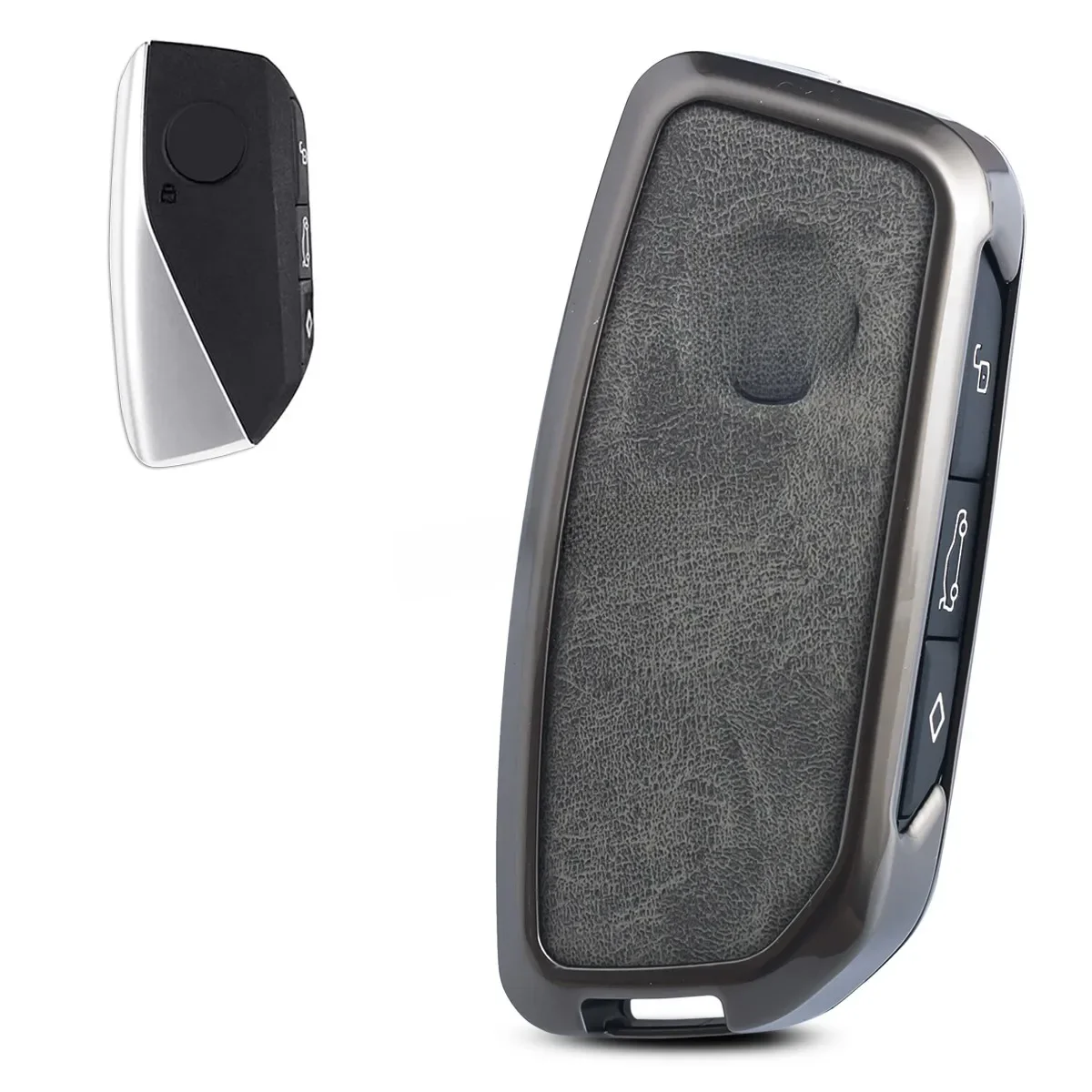 Metal Leather Car Remote Key Fob Case Cover Shell For 2023-2025 BMW 520i 530i 550e G60 iX1 U11 X1 X2 X5 X6 X7 i7 XM Accessories