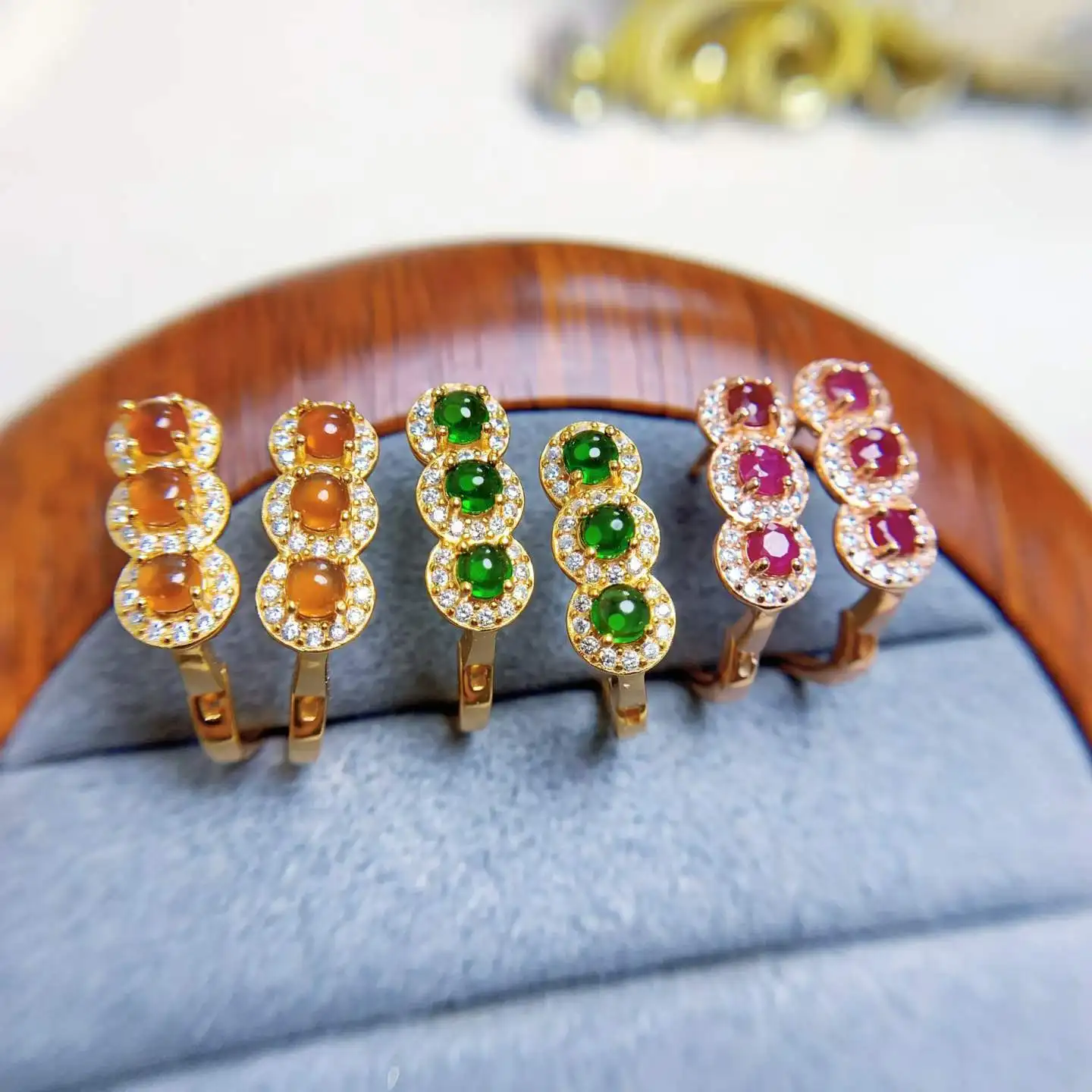 KJJEAXCMY Boutique Jewelry 925 sterling silver set with natural impurities free ruby, diopside, Fanta garnet, ladies' ring gift