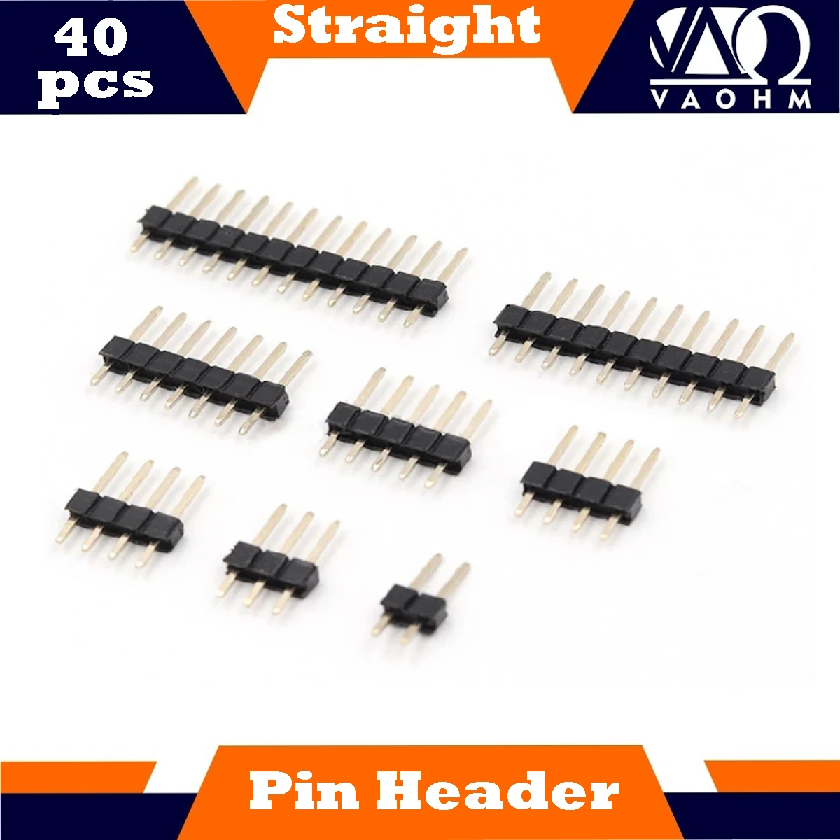 40PCS Pin Header 2.54mm Single Row Straight 2P 3P 4P 5P 6P Length 11.5mm 13mm