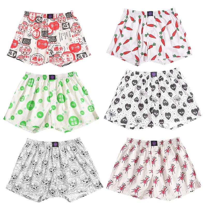 80 kinds Patterns Pure Cotton Shorts Underwear Pattern For Men Women Comfortable Breathable Shorts For Home Leis Panties