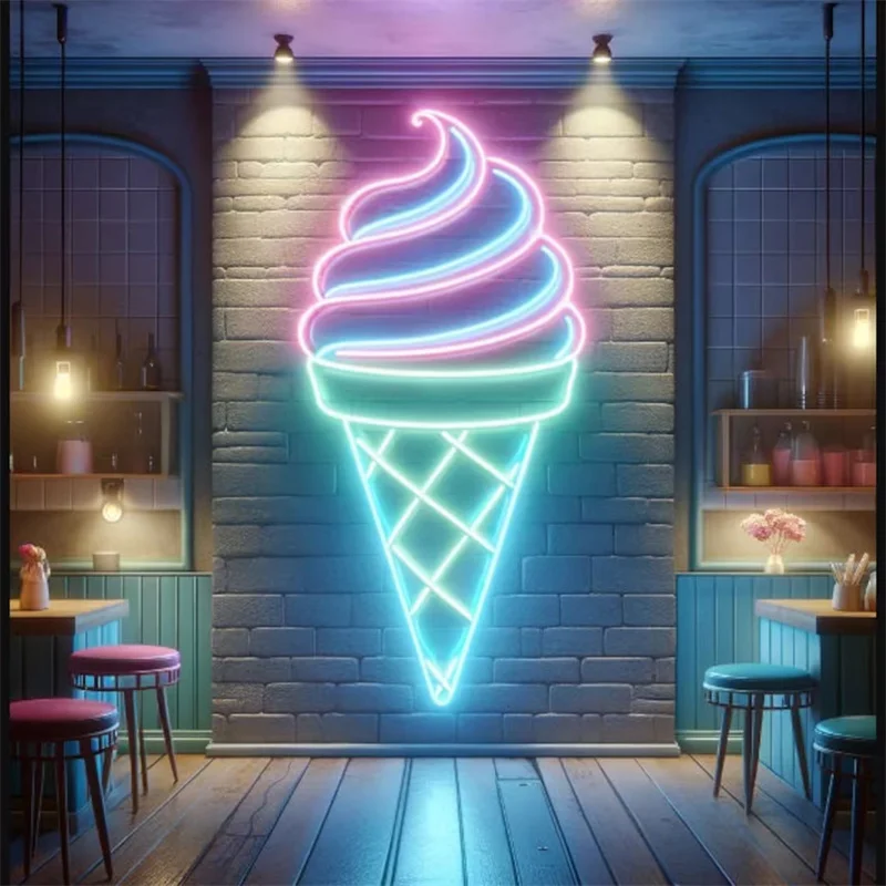 ice cream led neon light tapetes de parede decoracao para casa bar cozinha 01