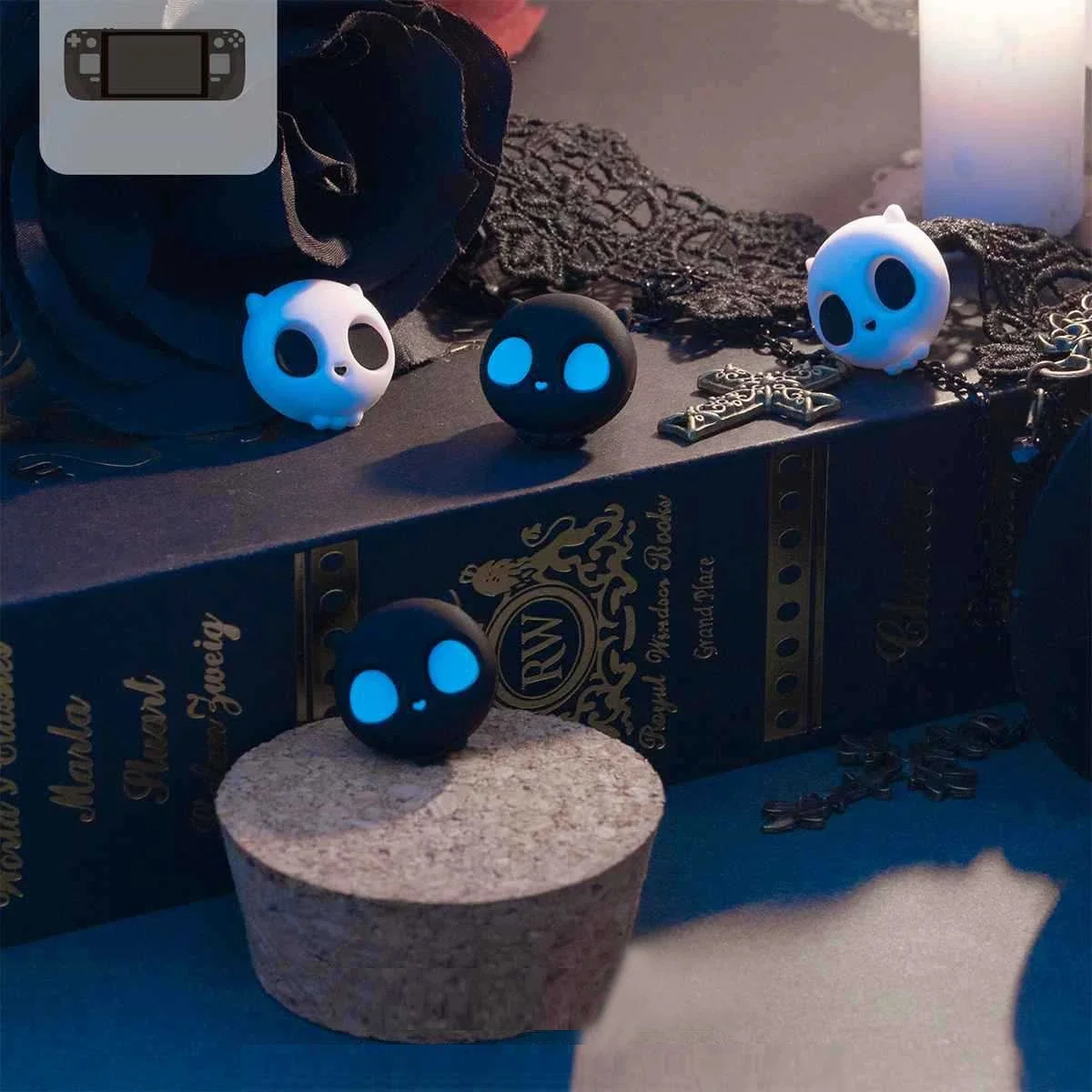 Capuchon de poignée de bâton de pouce souple en Silicone, crâne, couvercle de Joystick pour Valve Steam Deck Oled / ASUS ROG Ally X, étui de manette de jeu