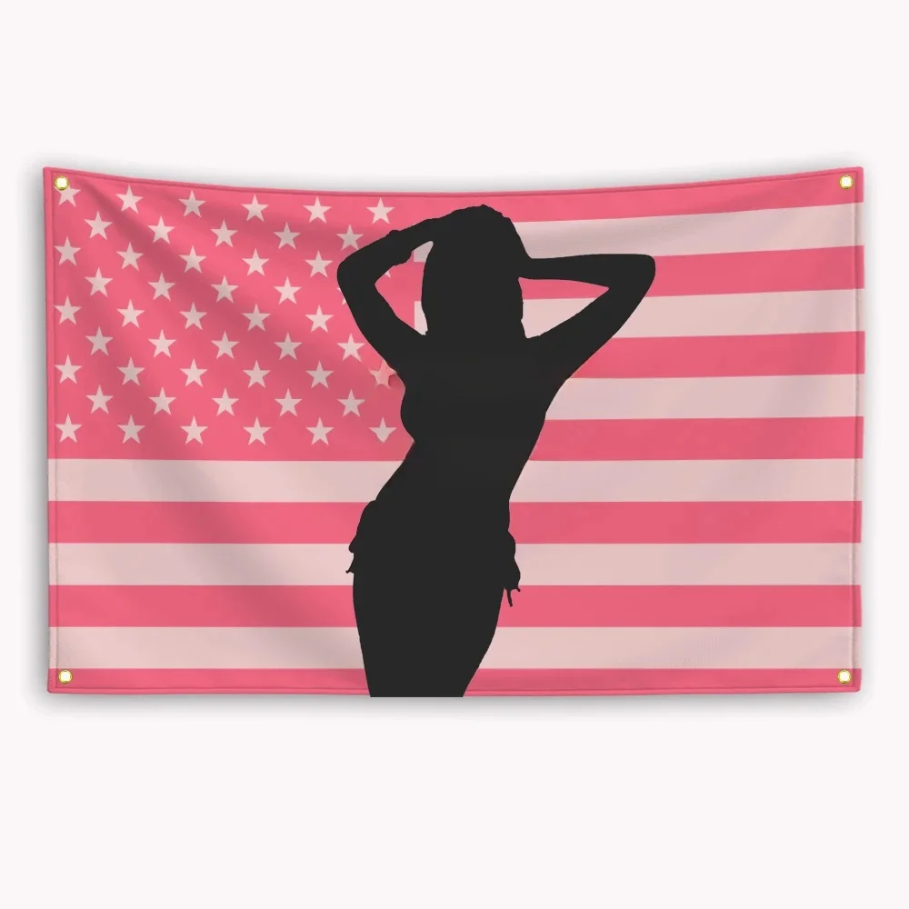 Photo personnalisée Tapisserie américaine rose Tapisserie personnalisée Design célébrité drapeau drôle décor de chambre drapeau américain rose dortoir