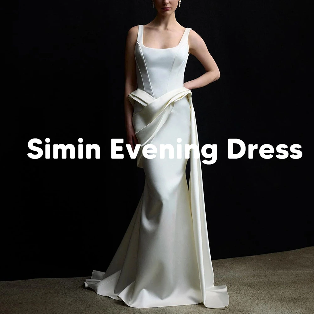 

Simin Customized Women's Mermaid Square-neck Draped Saudi Evening Dresses With Sleeveless Floor-Length Elegant Dresses 2025