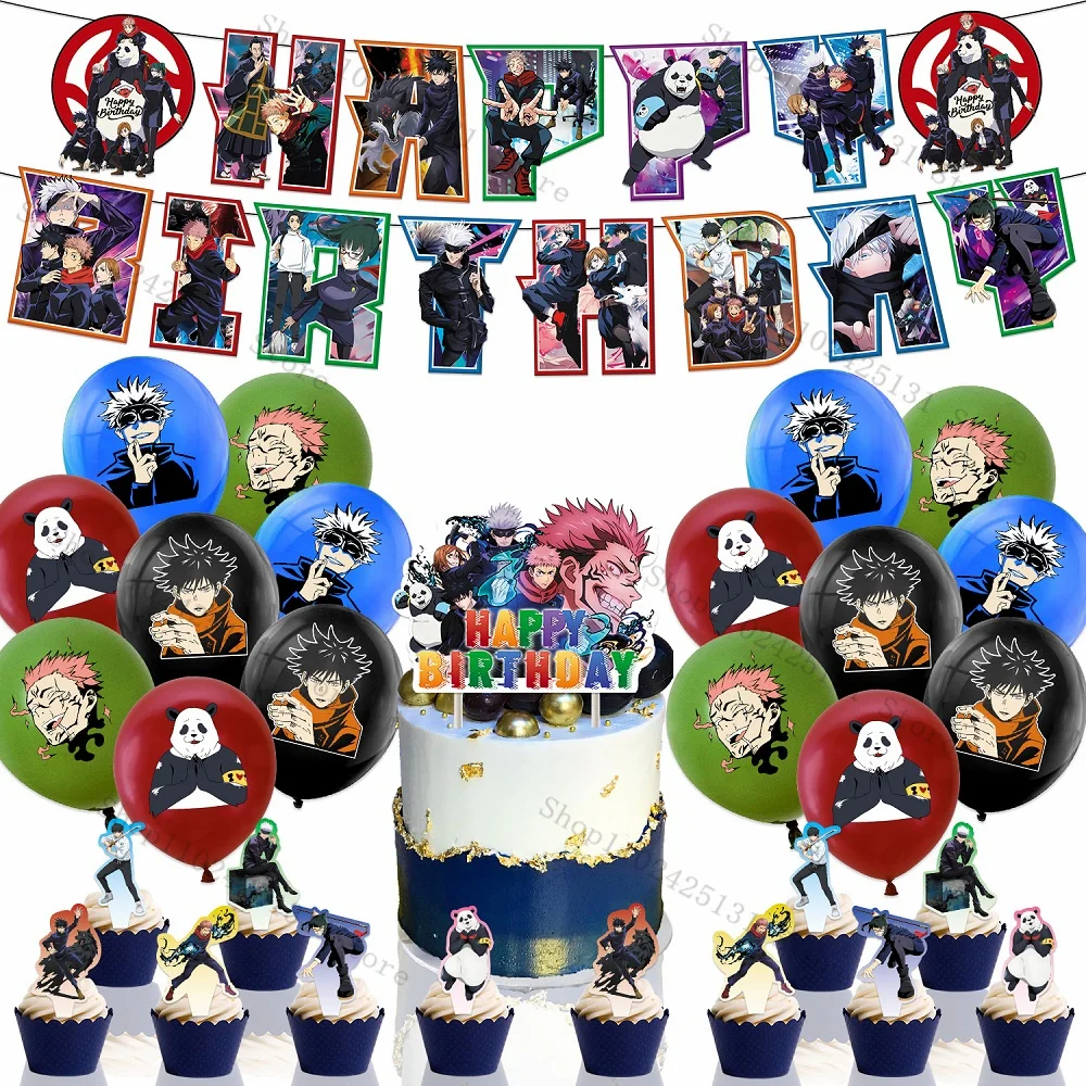 Jujutsu Kaisen Gojo Satoru Birthday Party Decorations Backdrop Balloons Banner Cake Toppers Kids Baby Shower Gift Party Supplies