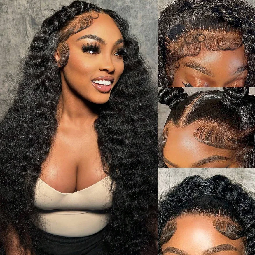 200% الكثافة البرازيلي شعر بشري لعذراء مجعد الدانتيل الجبهة الباروكات شفافة HD 13x4 الدانتيل الباروكات الأمامية موجة عميقة الباروكات قبل قطعها #1