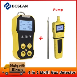 Bosean Detector múltiple de Gas 4 en 1 con bomba de muestreo de Gas industrial, Detector de fugas de Gas Combustible de monóxido de carbono de sulfuro