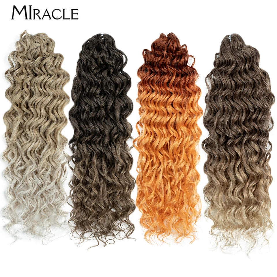 MILAGRE-Extensões de Cabelo para Mulheres, Cabelo Encaracolado Crochet, Tranças Gancho, Cabelo Falso Sintético, Trança de Onda de Água, 20 pol