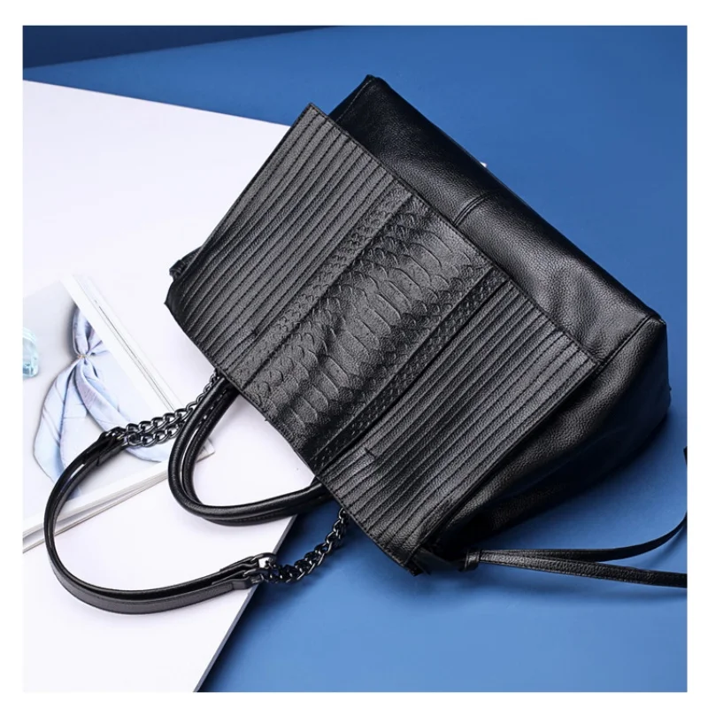 BLACK Crocodile Pattern Genuine Leather Designer Luxury Women Handbag Sling Briefcases City Tote Shoulder Bags Crossbody Sac