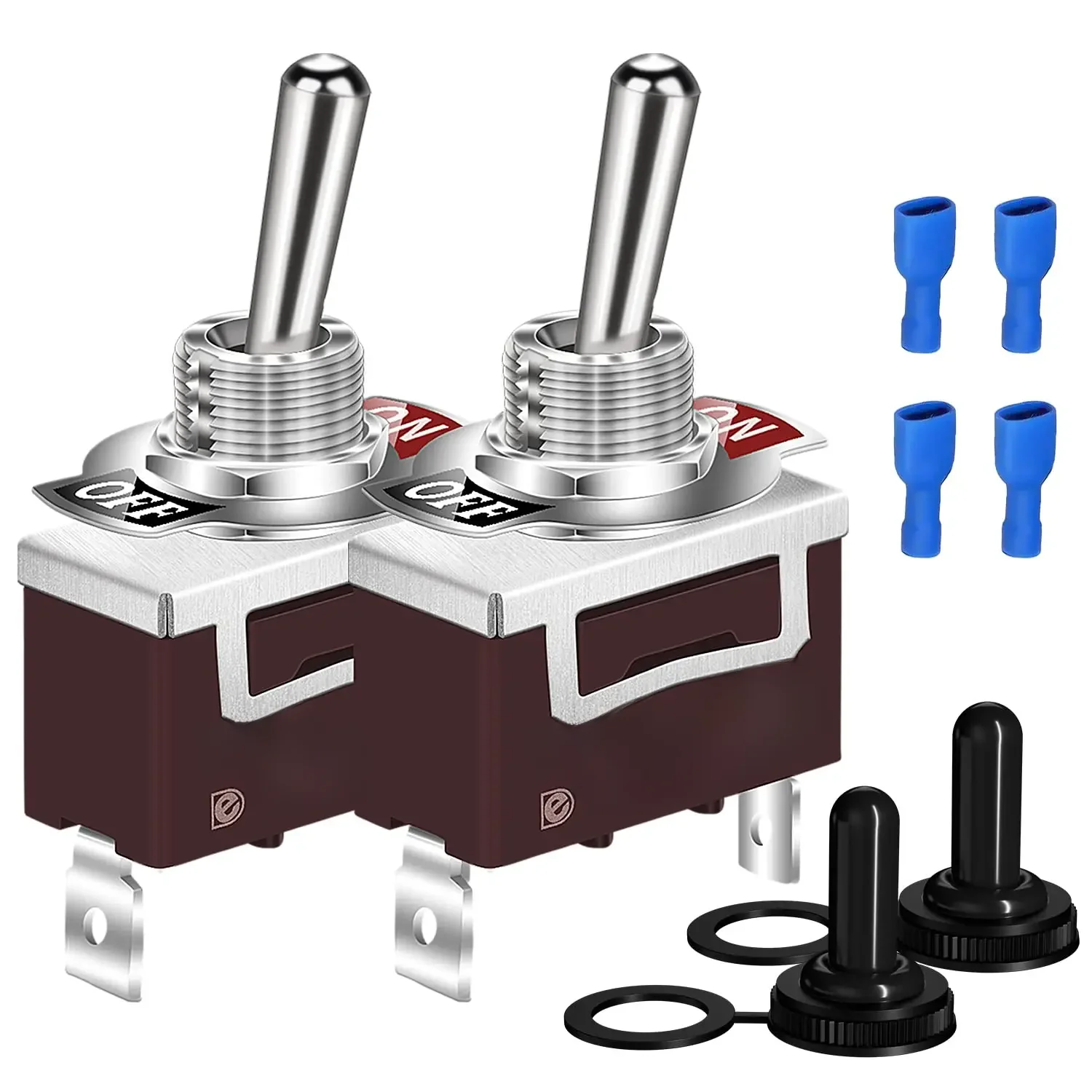 2 SZTUK SPST Wodoodporny przełącznik dwupozycyjny 12V DC 30A 125VAC 20A Marine Heavy Duty 2-pinowe zaciski widełkowe ON Off do łodzi samochodowych — zdjęcie 2