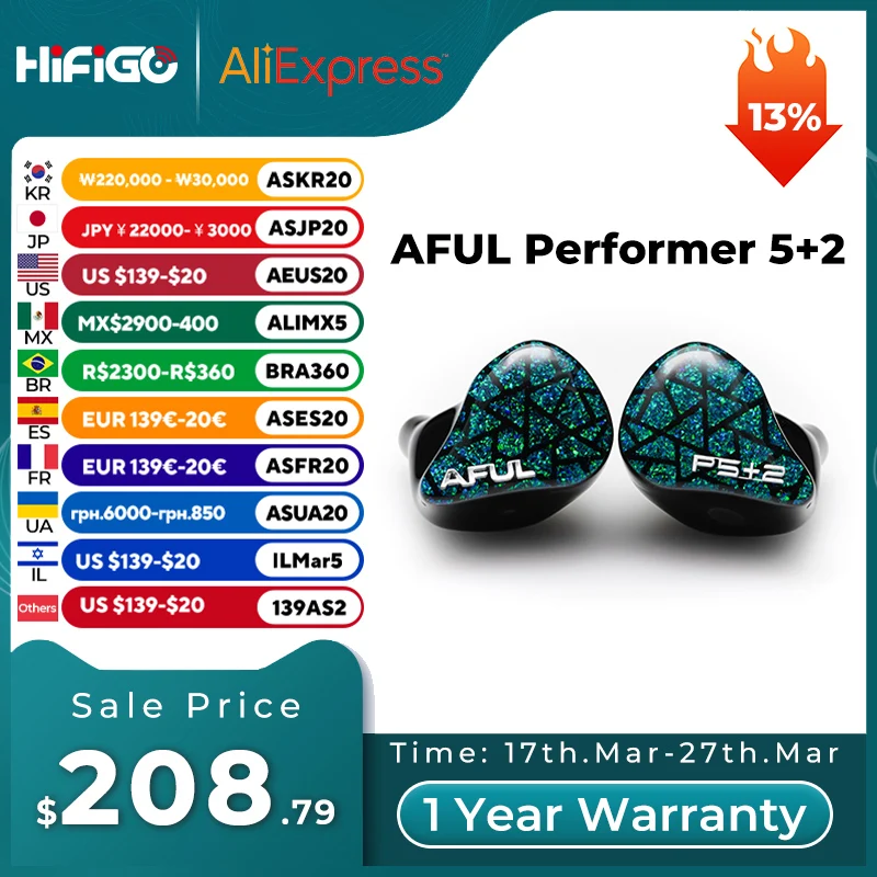 AFUL Performer 5+2 / Performer 7 2DD+4BA+1Micro Planar In Ear Monitor Earphones HiFi Wired Hybrid Headphone Music IEMs| HiFiGo