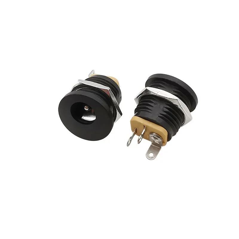 10/5/2szt DC-022 5.5x2.1mm DC Power Female Socket Jack DC Connectors Round Hole Interface Plug Nut Panel Mount Adapter 5.5*2.1mm — zdjęcie 2