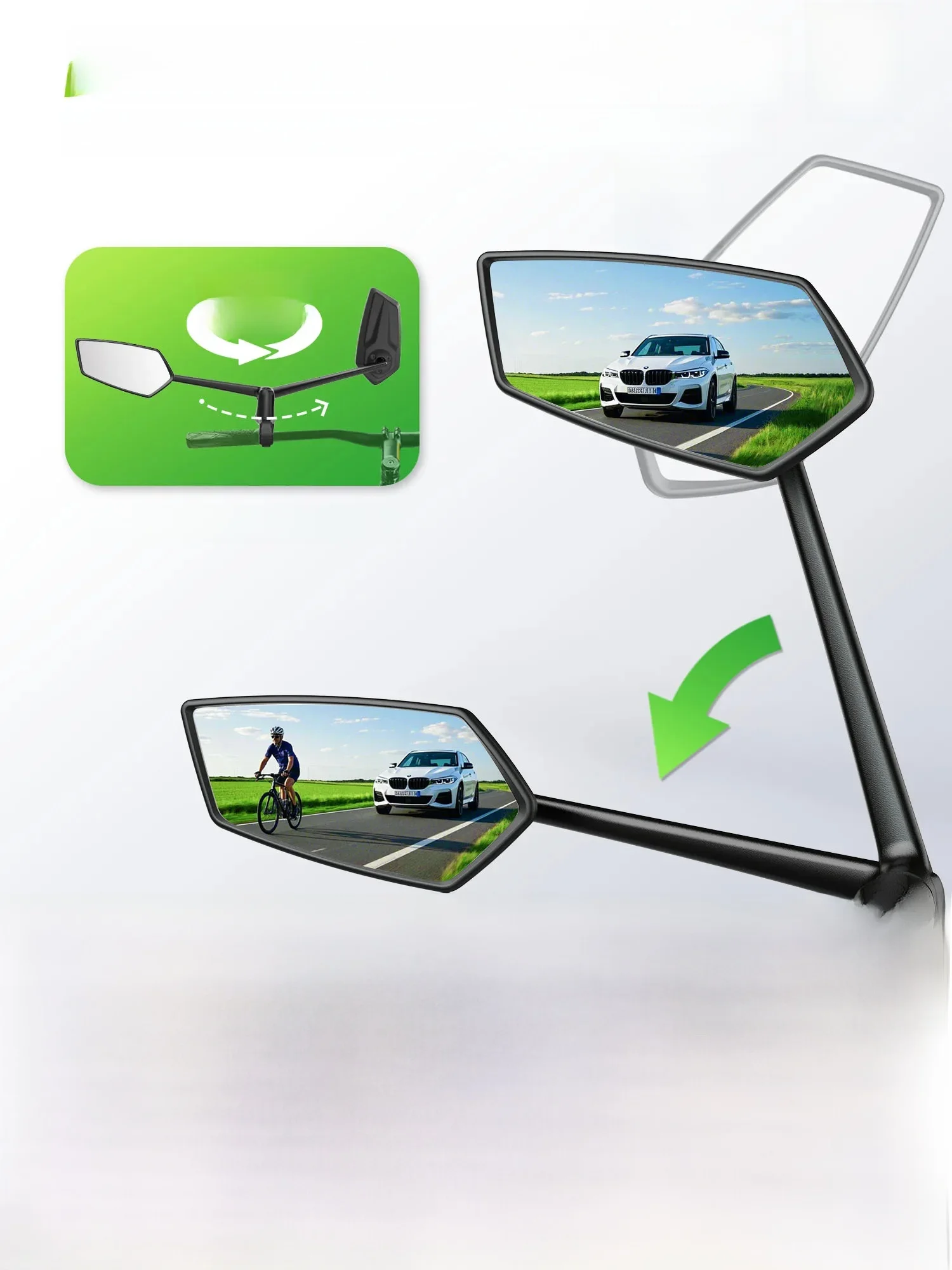 AliExpress NONE RBRL Bicycle Handlebar Rearview Mirror Automotive-Grade Wide Angle Ultra Clear Bike Mirror 360 Rotatable for Electric Scooter