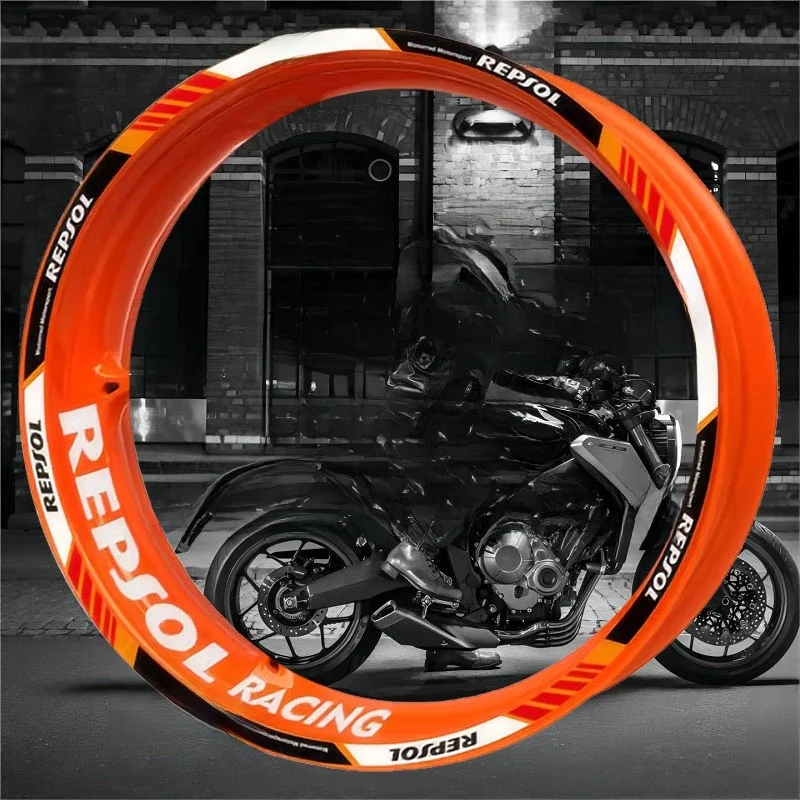 Pour Repsol HRC CBR CB 17 pouces pneu de roue réfléchissant accessoires de moto Modification autocollant moyeu décalcomanies jante bande